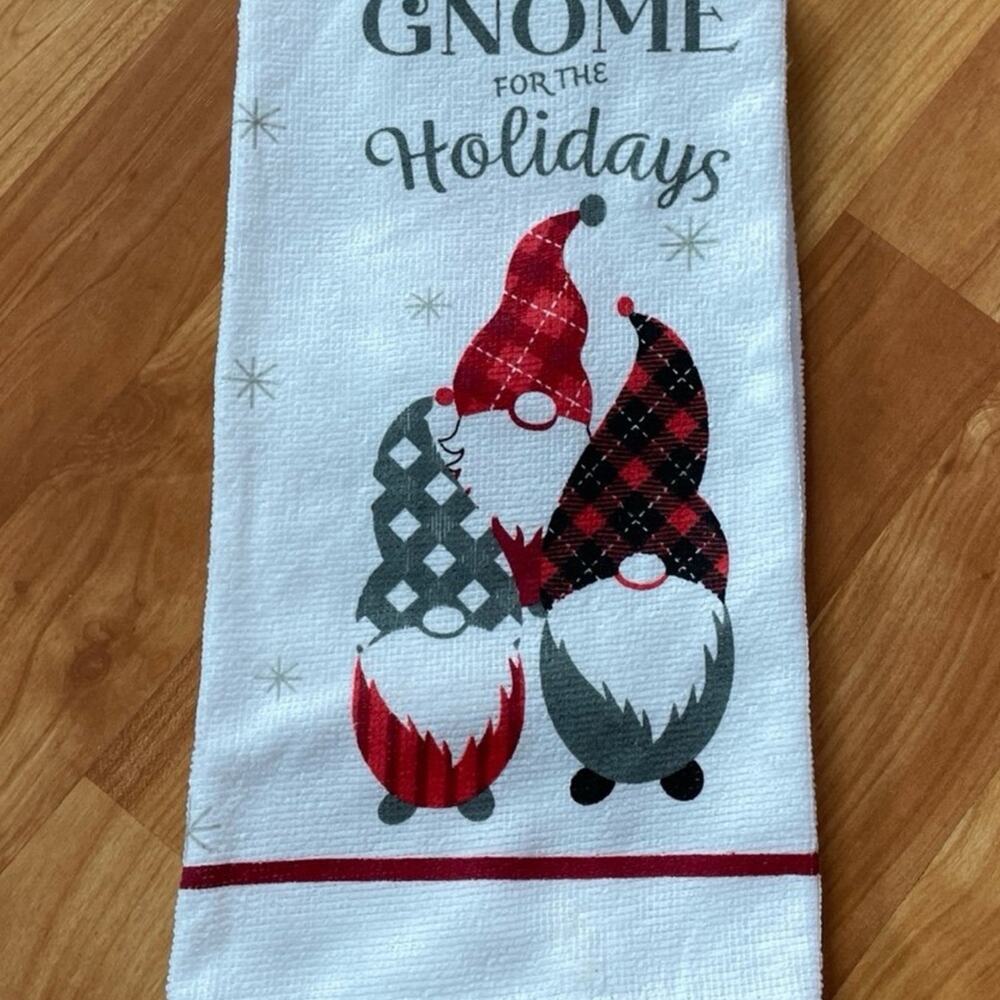 Gnome for the holidays kitchen towel‎